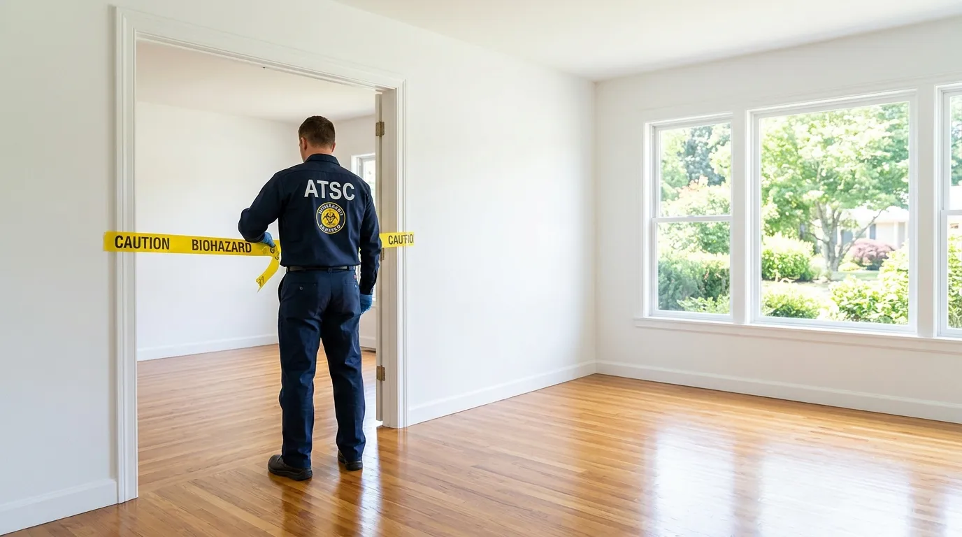 Certified biohazard cleanup crew performing Decomposition Cleanup in Upland